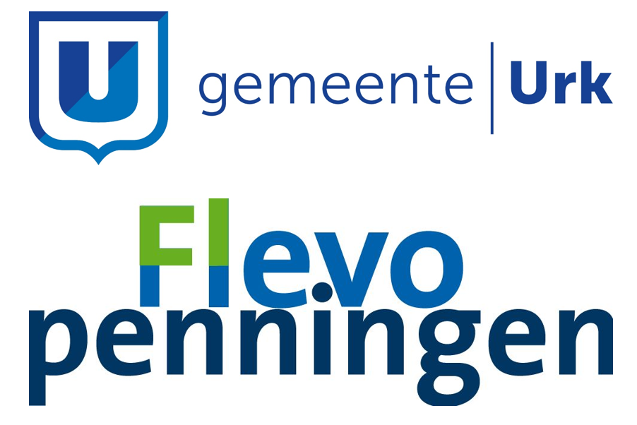 afbeelding met logo van de gemeente Urk en van de Stichting Flevopenningen